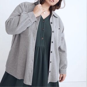 Madewell Gray Button-Up Jacket Shirt Large L NWT NEW
